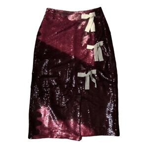 Ganni Red Sequin Skirt